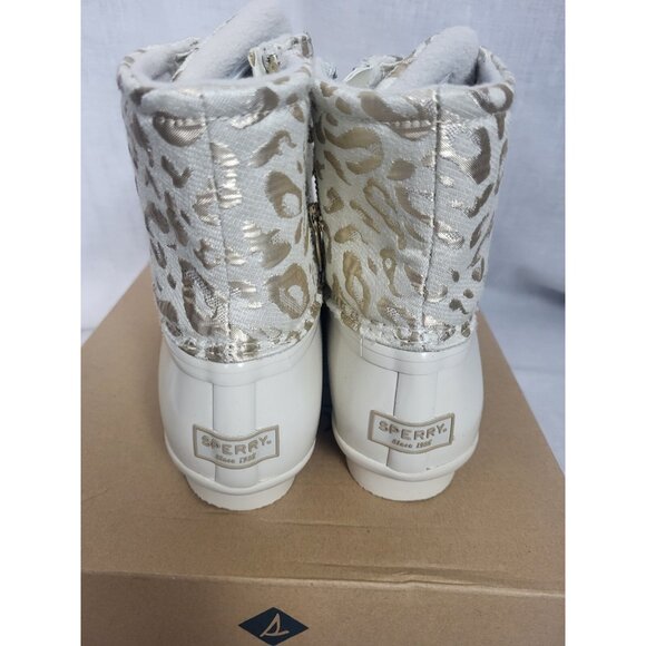 NEW Sperry Saltwater Metallic Jacquard Duck Boot Womens Size 7 Cream Booties NIB - Picture 7 of 10